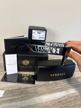 Versace OVE4431 Black Logo Oversized Sunglasses Full Set
